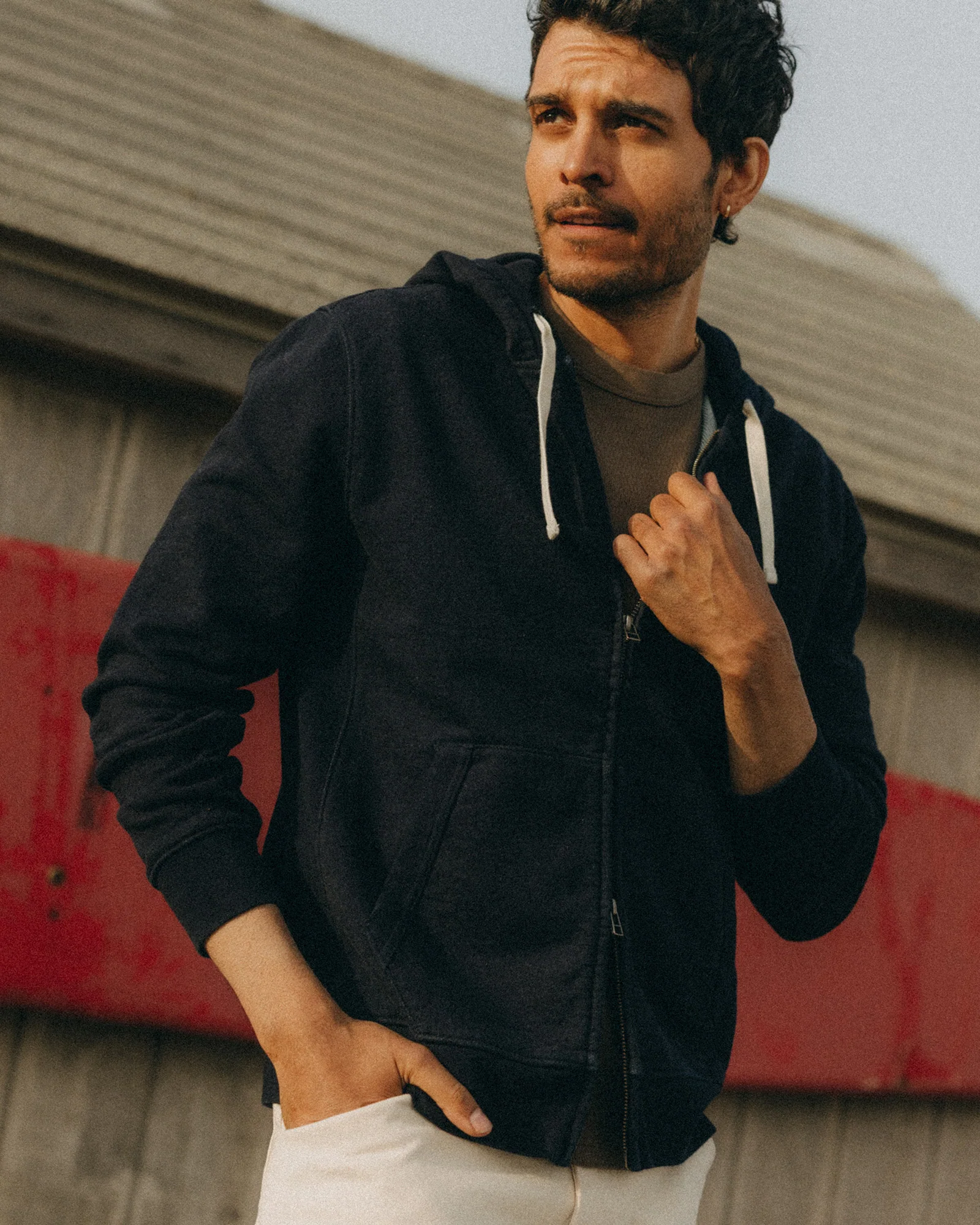 Men's Taylor Stitch The Après Zip Hoodie - Rinsed Indigo Terry