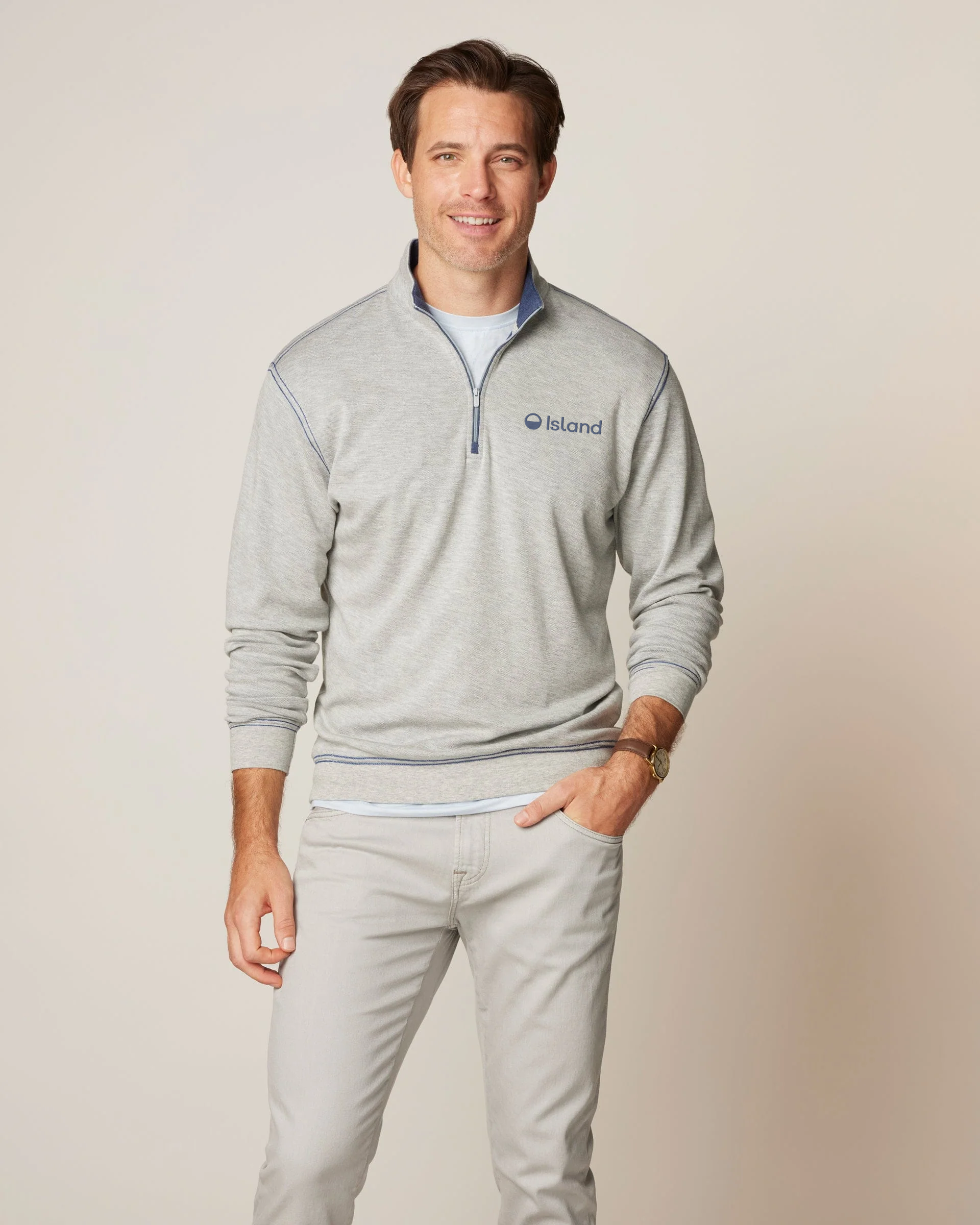 Men's Johnnie-O Hanks Lightweight Sully 1/4 Zip - Grey