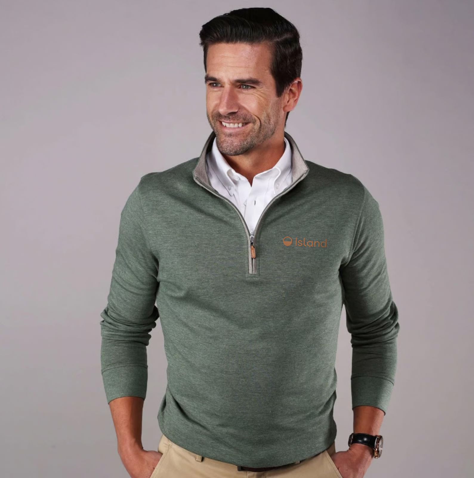 Men's Collars & Co. Heather Cloud 1/4 Zip