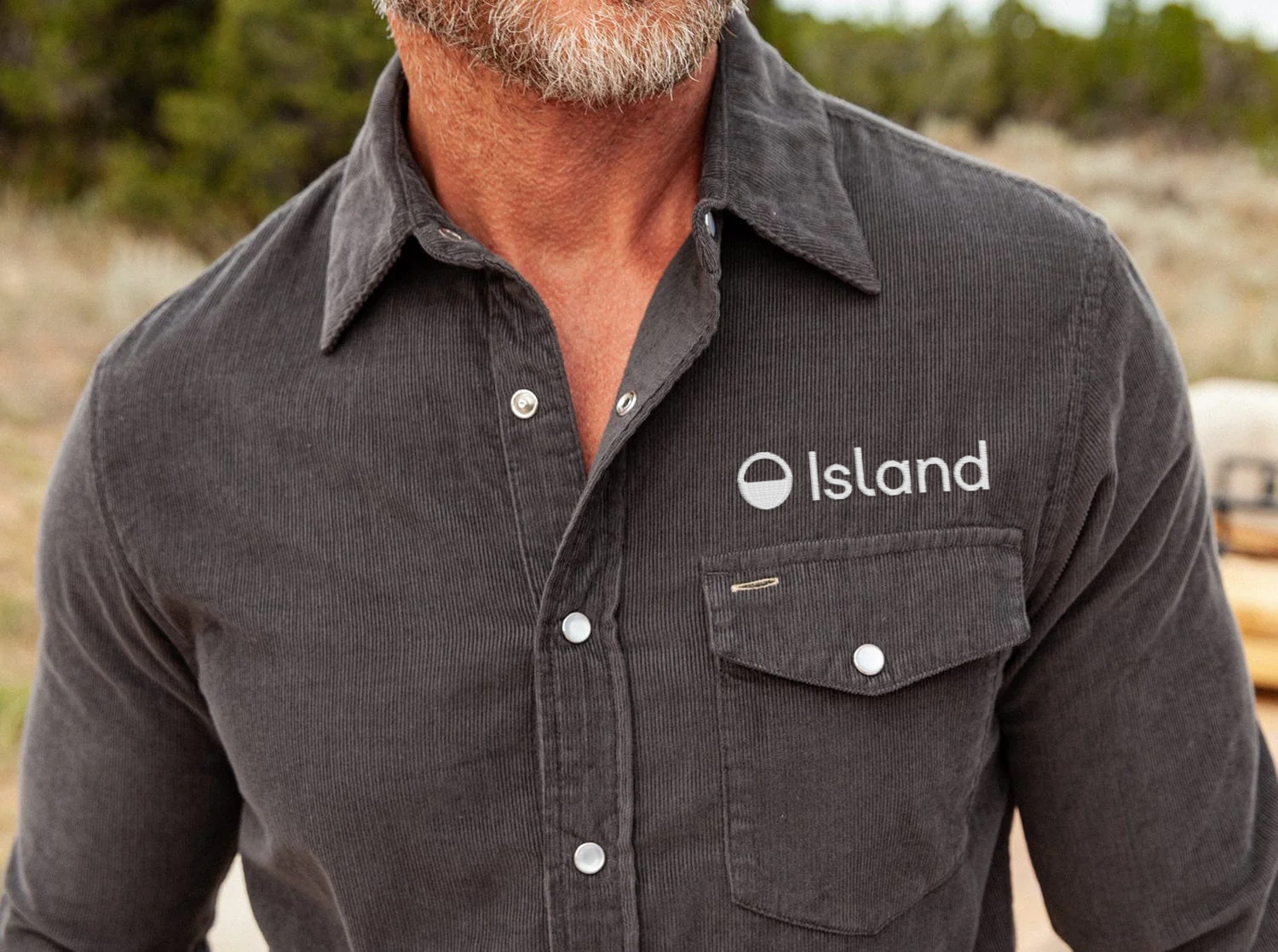 Men's Criquet Corduroy Pearl Snap - Charcoal