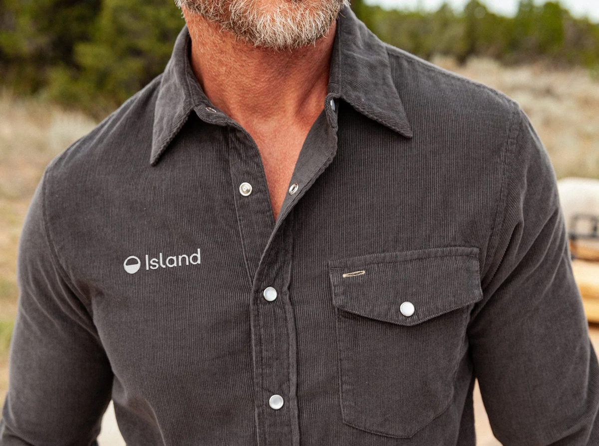 Men's Criquet Long Sleeve Corduroy Pearl Snap - Charcoal