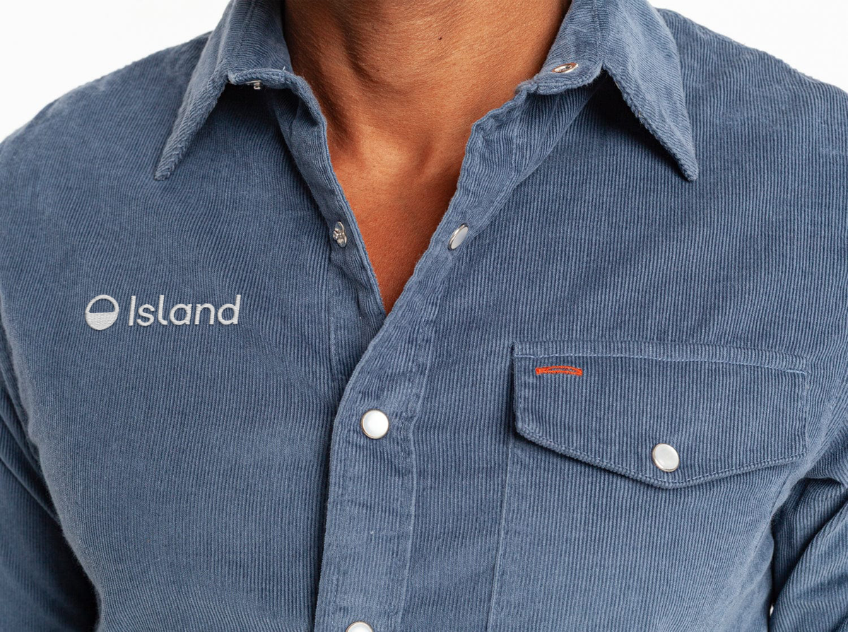 Men's Criquet Long Sleeve Corduroy Pearl Snap - Slate Blue