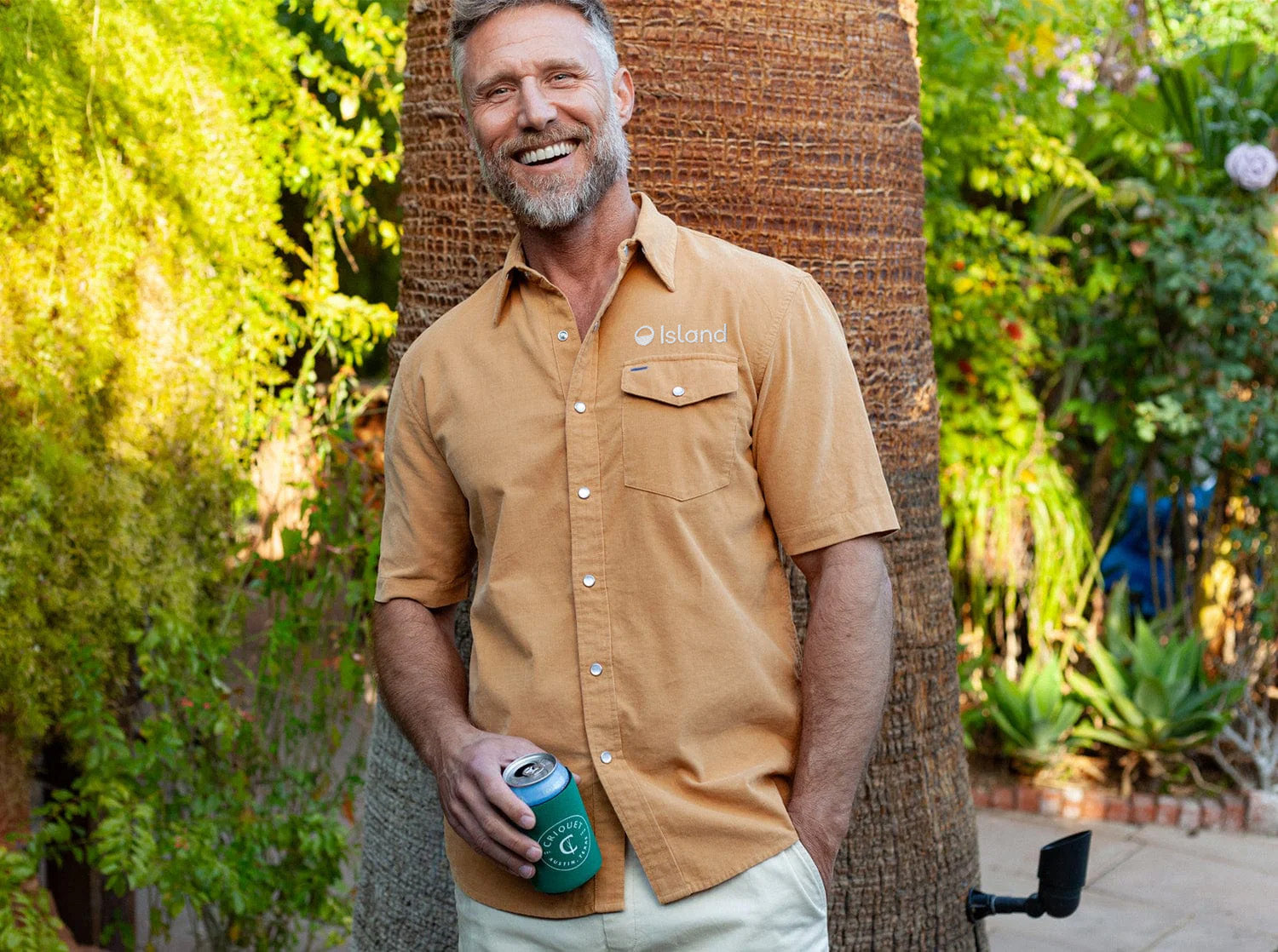 Men's Criquet Short Sleeve Corduroy Pearl Snap - Camel