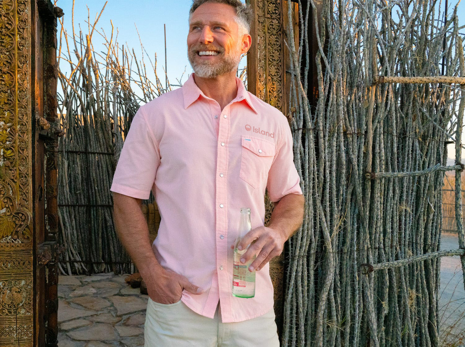 Men's Criquet Short Sleeve Corduroy Pearl Snap – Peach