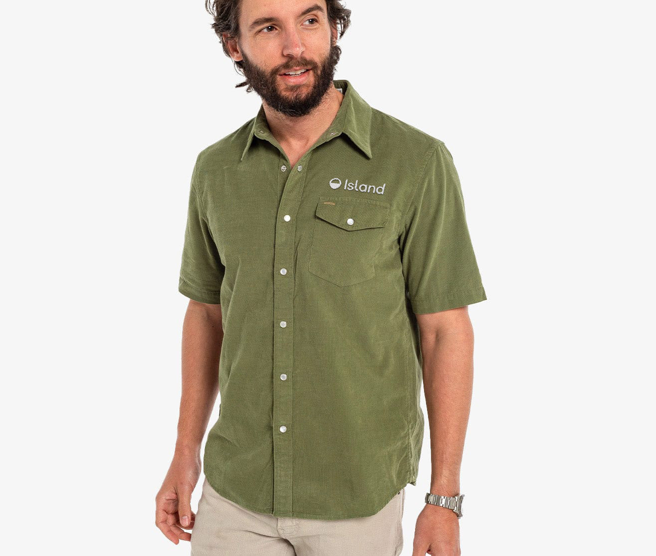 Men's Criquet Short Sleeve Corduroy Pearl Snap - Sagebrush