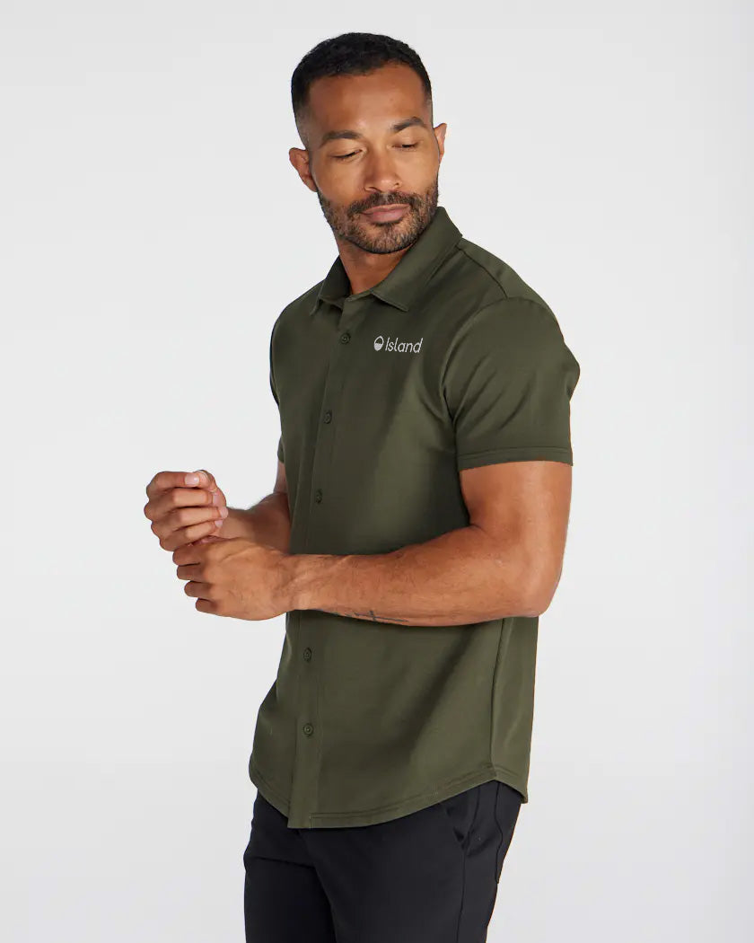 Men's BYLT LUX Short Sleeve Button Down - Forest