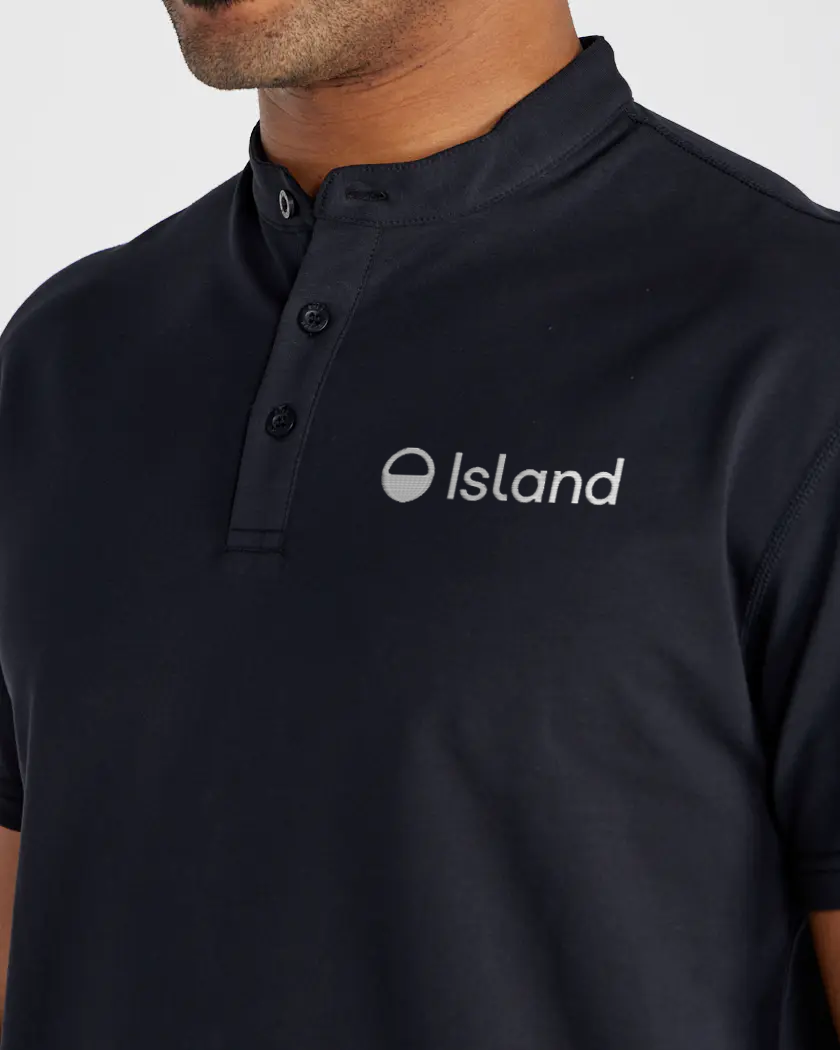 Men's BYLT Stand Collar Short Sleeve Polo - Black