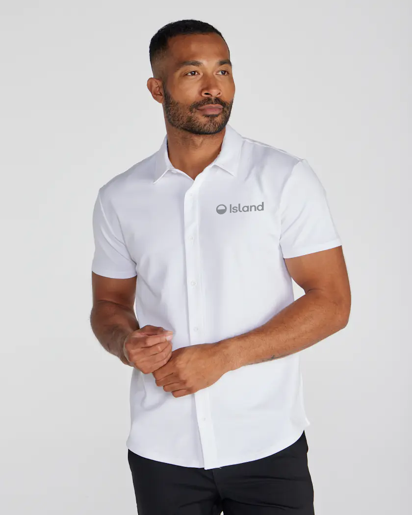 Men's BYLT LUX Short Sleeve Button Down - White