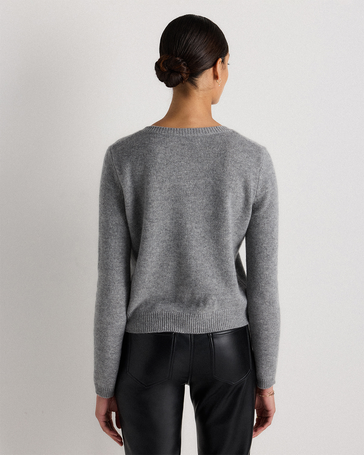 Women's Quince Cashmere Cropped Cardigan - Heather Grey