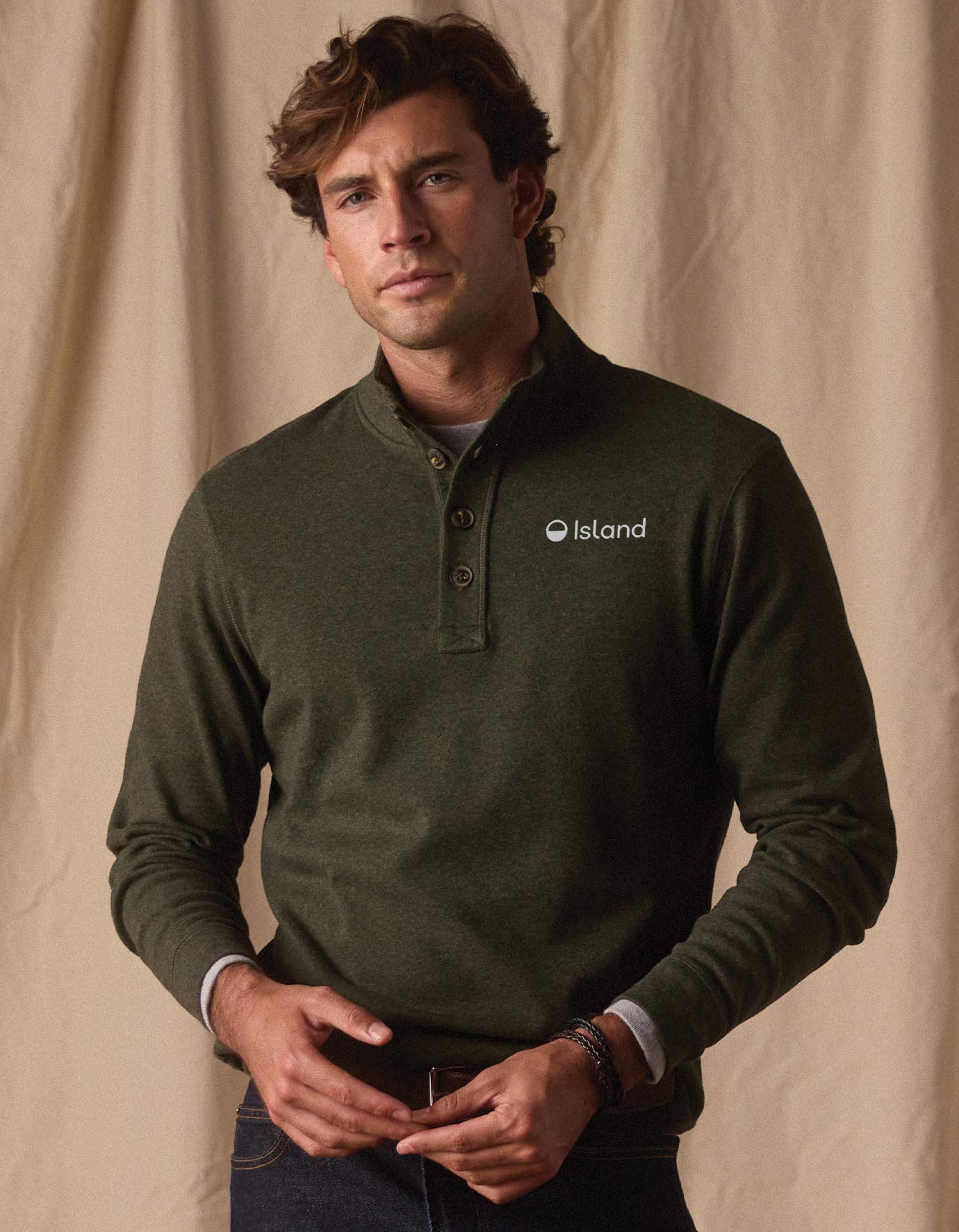 Men's The Normal Brand Puremeso Button Popover - Olive