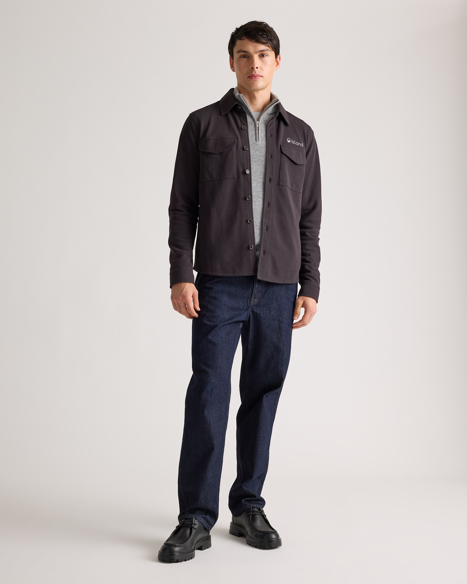 Men's Quince Cotton Pique Knit Overshirt - Black