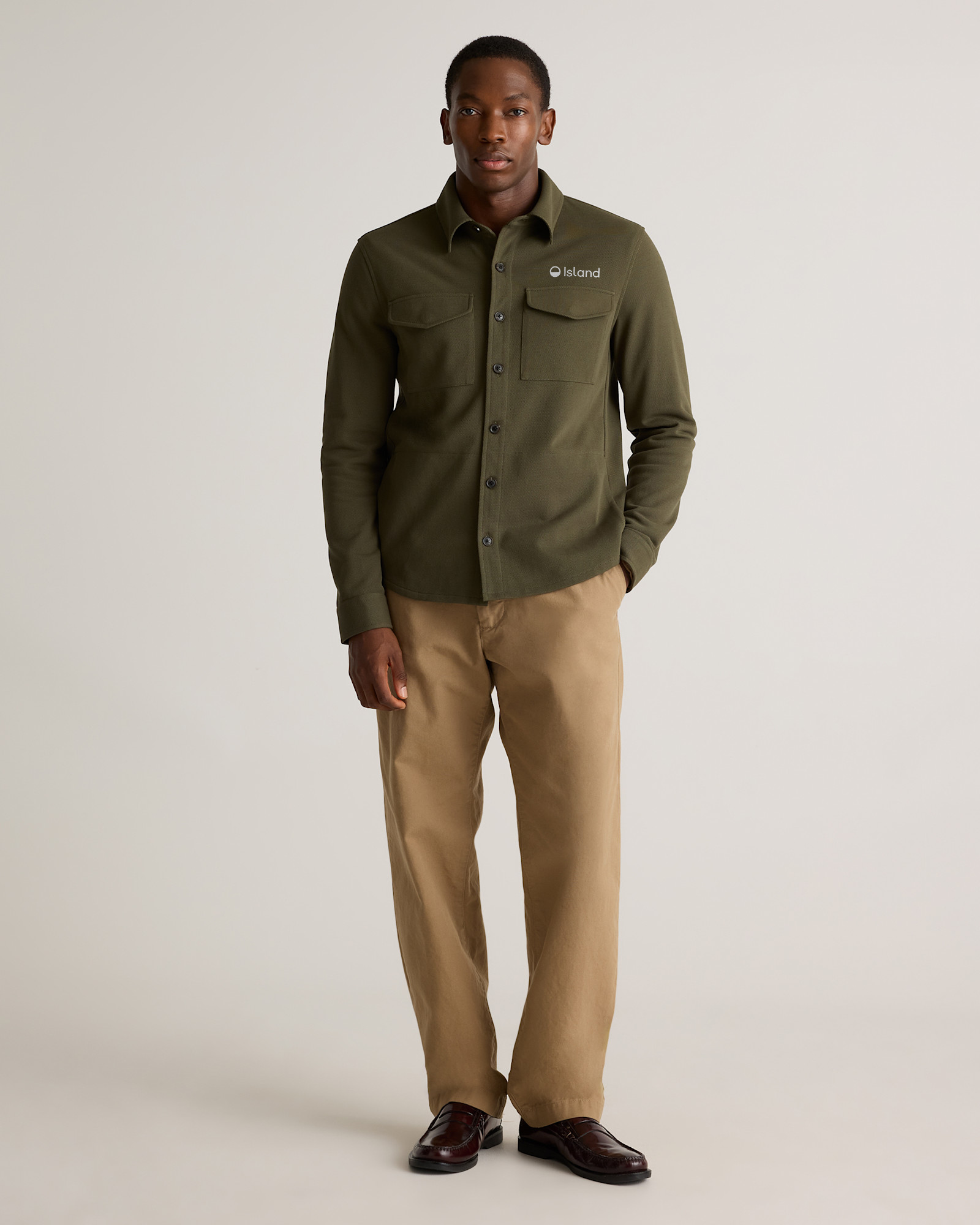 Men's Quince Cotton Pique Knit Overshirt - Olive