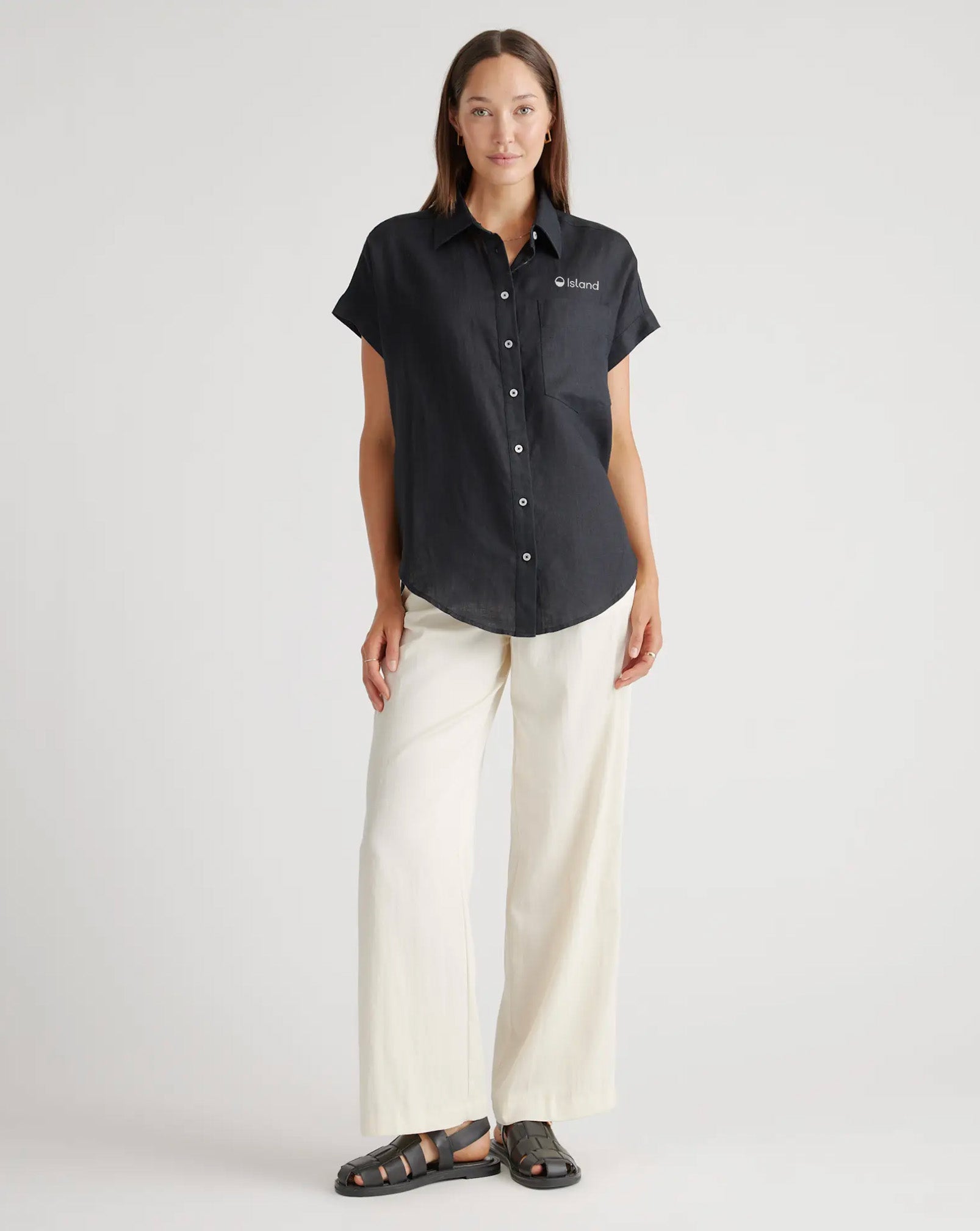 Women's Quince Linen Camp Shirt - Black | Pre-Order