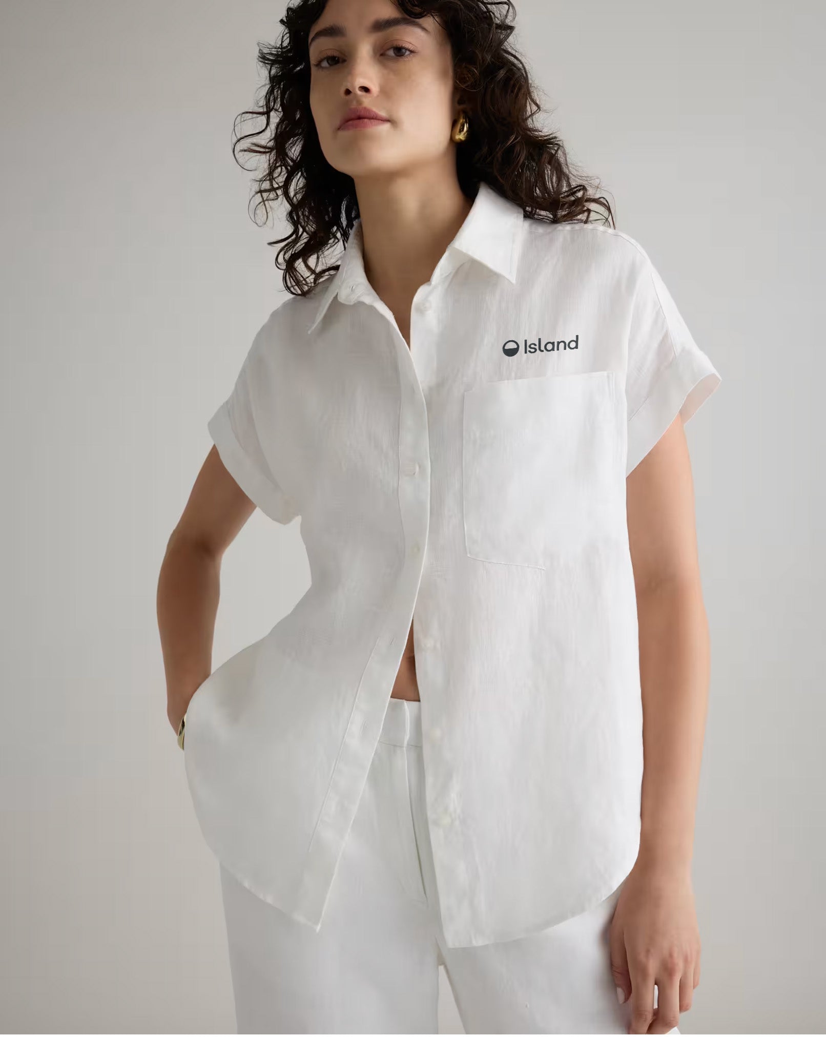 Women's Quince Linen Camp Shirt - White | Pre-Order