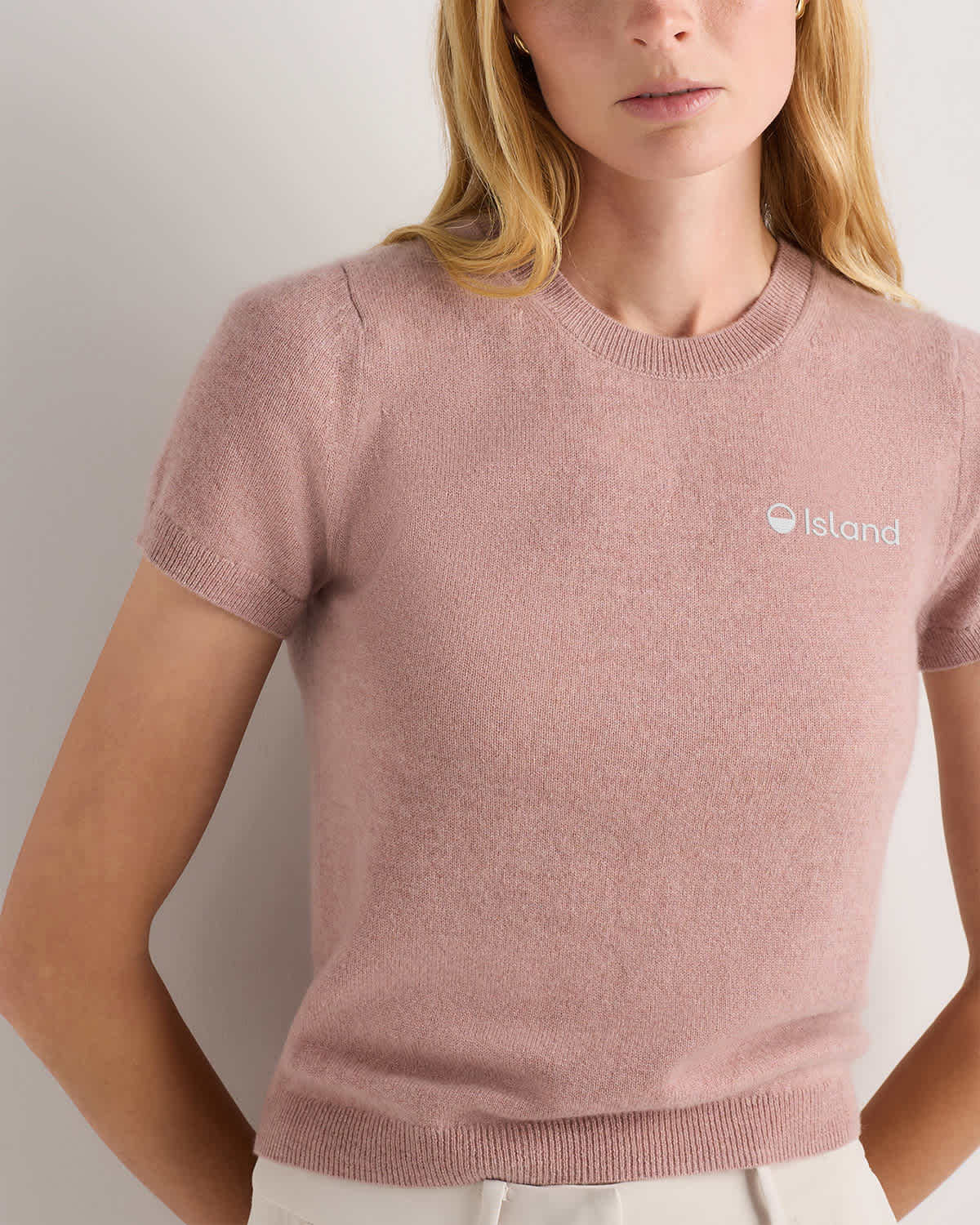 Women's Quince Mongolian Cashmere Tee - Heather Vintage Pink