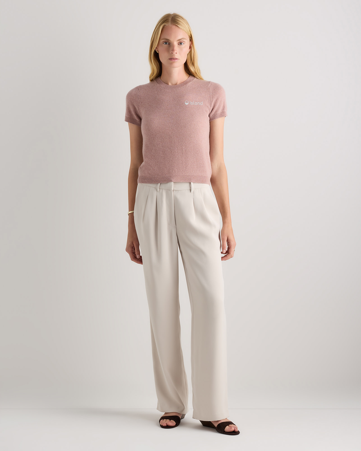 Women's Quince Mongolian Cashmere Tee - Heather Vintage Pink
