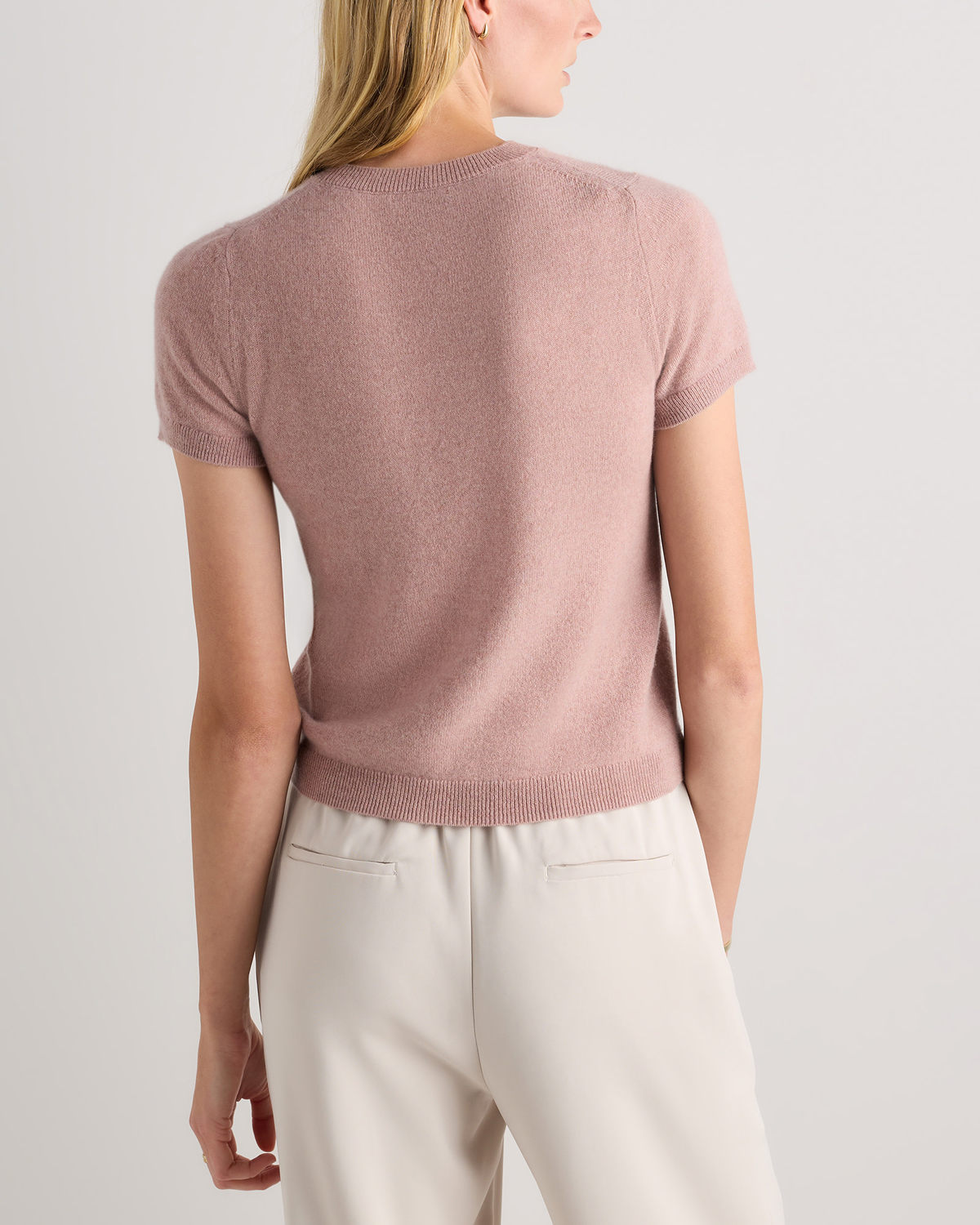 Women's Quince Mongolian Cashmere Tee - Heather Vintage Pink