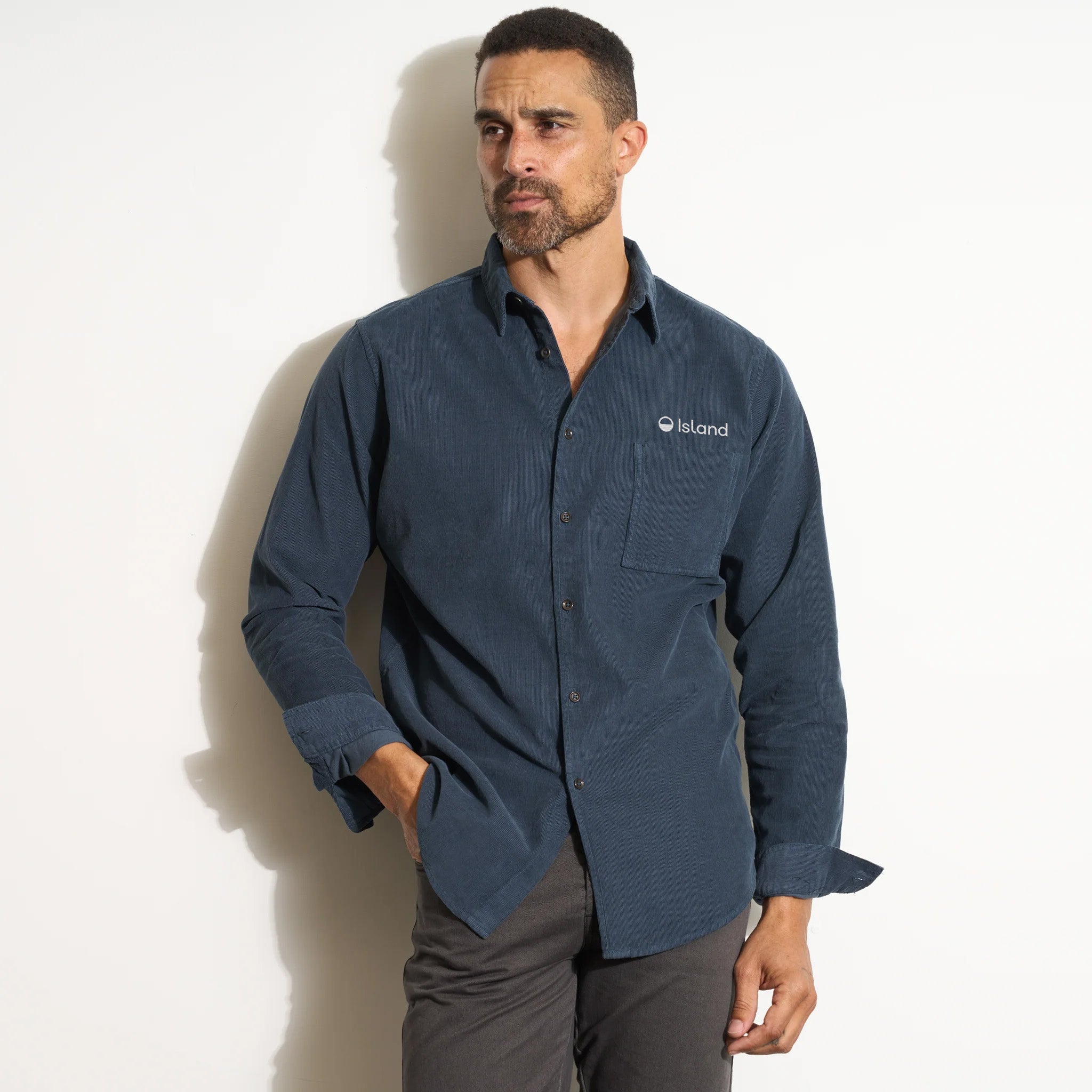 Men's Rowan Nobel Fine Wale Cord Shirt - Seaport