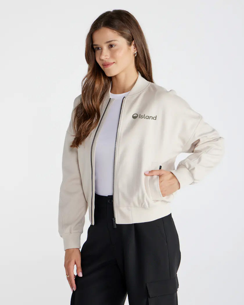 Women's BYLT Coastal Bomber Jacket - Heathered Shell