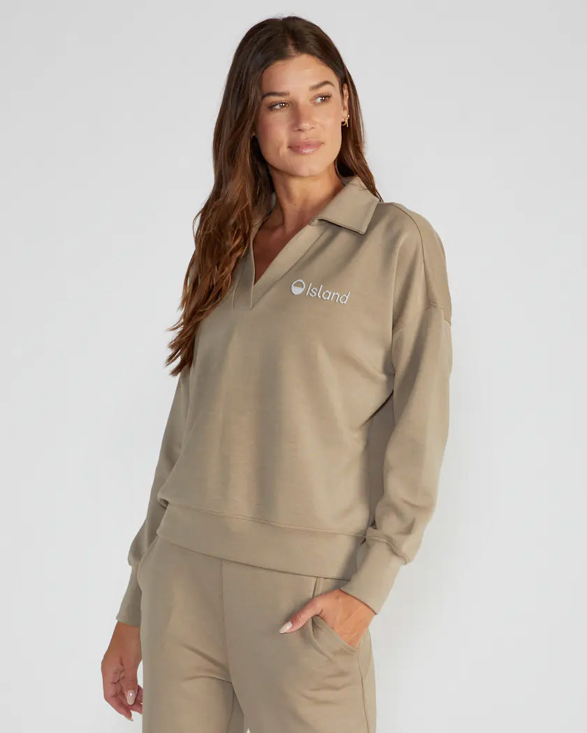 Women's BYLT Opal Relaxed Polo – Driftwood