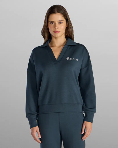 Women's BYLT Opal Relaxed Polo – Vintage Navy