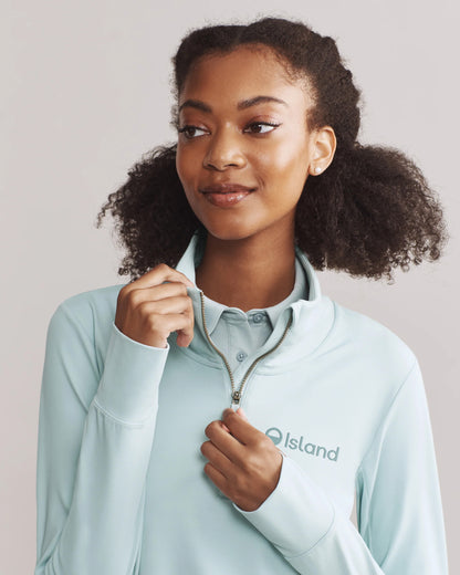 Women's Rhone Course to Court 1/4 Zip - Blue Cloud