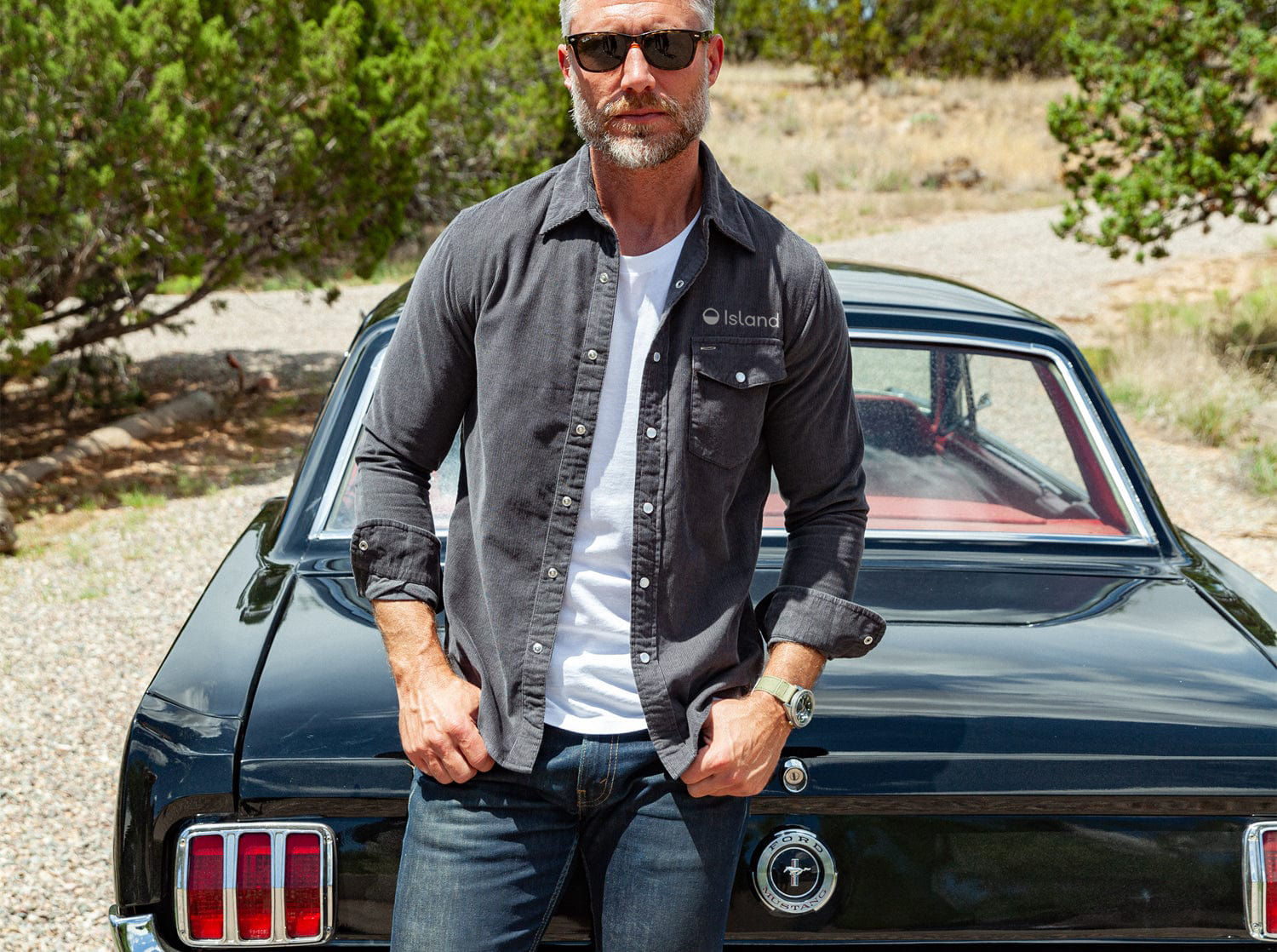 Men's Criquet Corduroy Pearl Snap - Charcoal