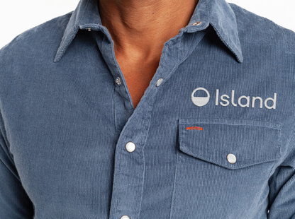 Men's Criquet Corduroy Pearl Snap - Slate Blue