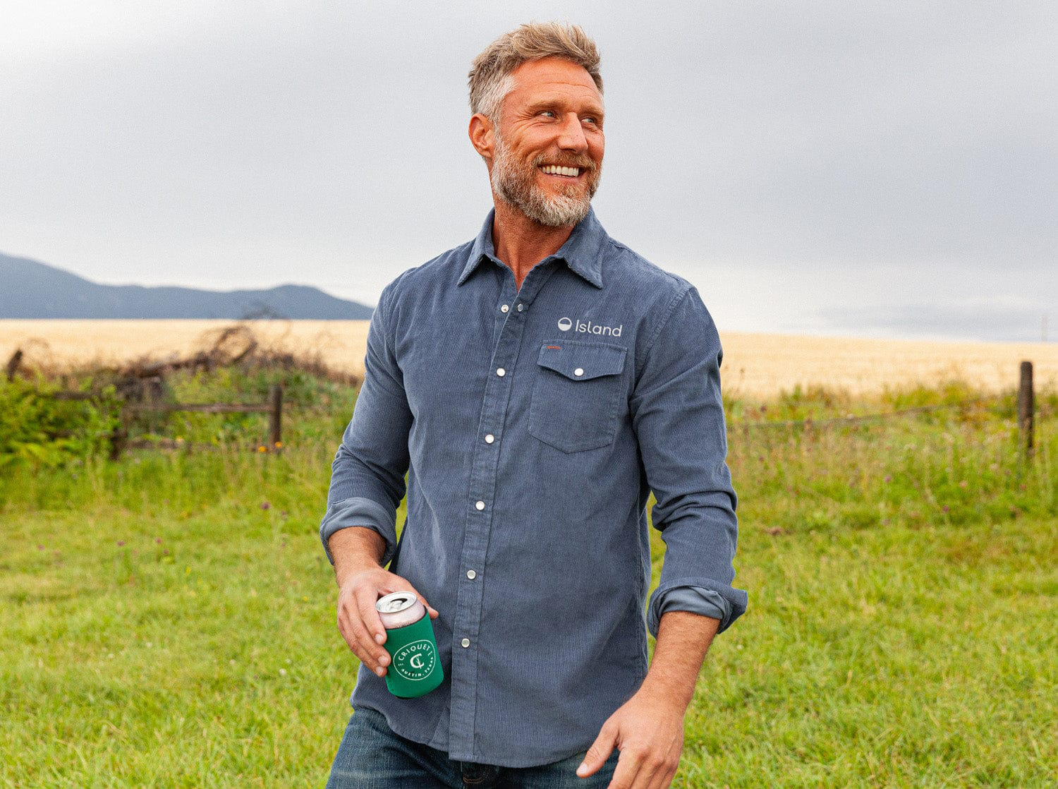 Men's Criquet Corduroy Pearl Snap - Slate Blue