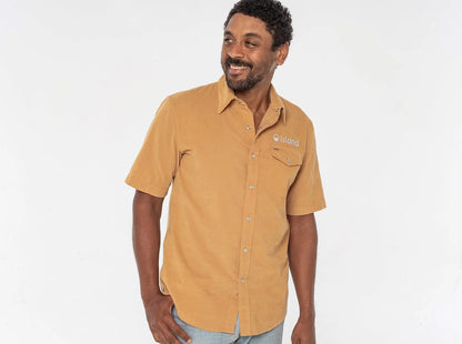 Men's Criquet Short Sleeve Corduroy Pearl Snap - Camel