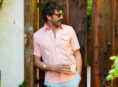 Men's Criquet Short Sleeve Corduroy Pearl Snap – Peach