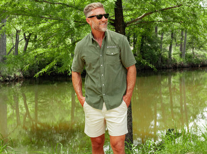 Men's Criquet Short Sleeve Corduroy Pearl Snap - Sagebrush