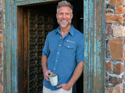 Men's Criquet Short Sleeve Corduroy Pearl Snap – Slate Blue