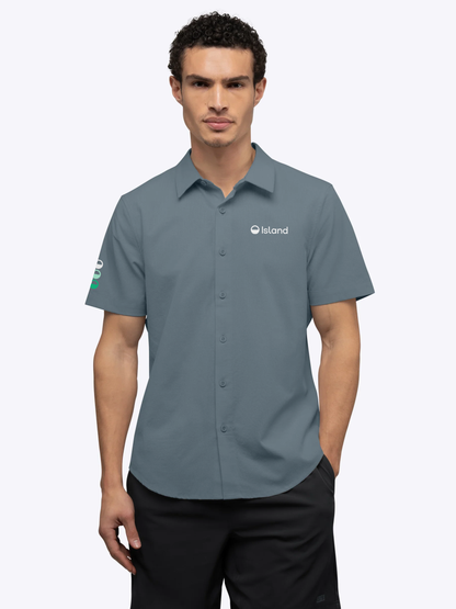 Men's Cuts Crossover Button Up - Ocean Storm