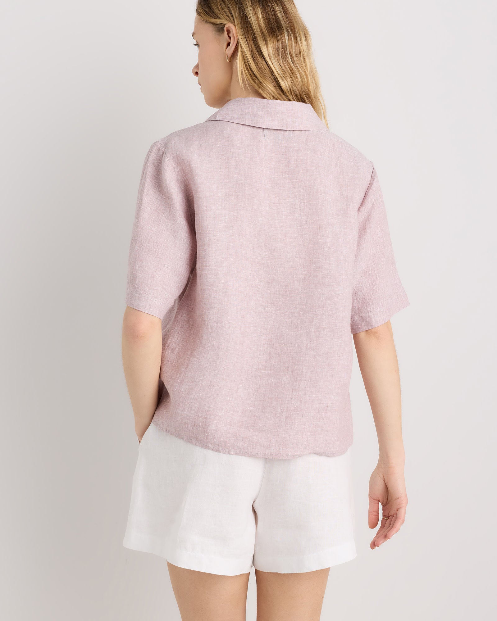 Women's Quince Linen Pop Over Top - Pink