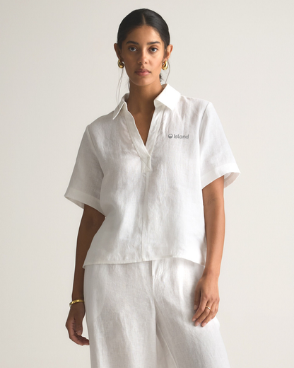 Women's Quince Linen Pop Over Top - White