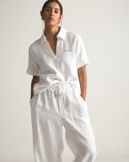 Women's Quince Linen Pop Over Top - White