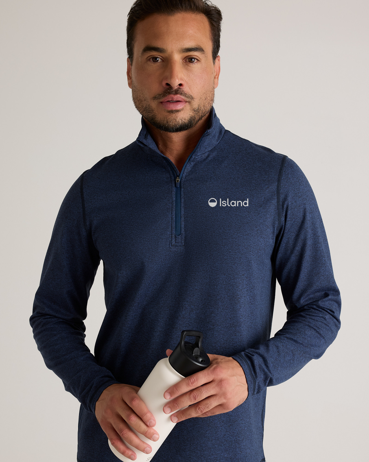 Men's Quince Flowknit Performance 1/2 Zip - Heather Deep Navy