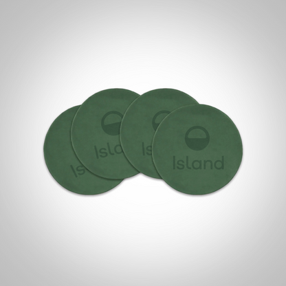 Island Green Leather Coasters - Set of 4