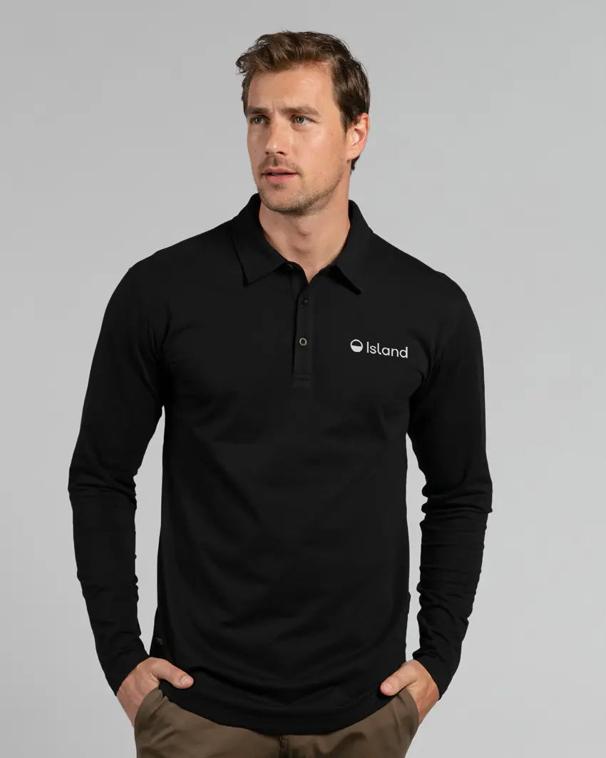 Men's BYLT Lux Long Sleeve Polo - Black