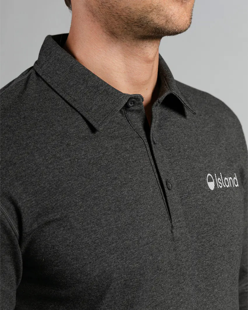Men's BYLT Lux Long Sleeve Polo - Heathered Grey