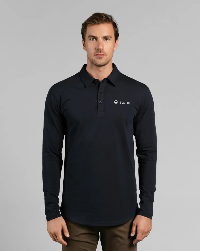 Men's BYLT Lux Long Sleeve Polo - Navy