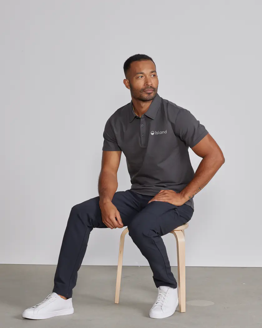 Men's BYLT Drop Cut LUX Polo - Dark Charcoal