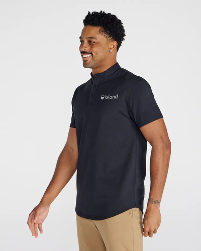 Men's BYLT Stand Collar Short Sleeve Polo - Black