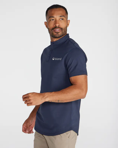 Men's BYLT Stand Collar Short Sleeve Polo - Navy