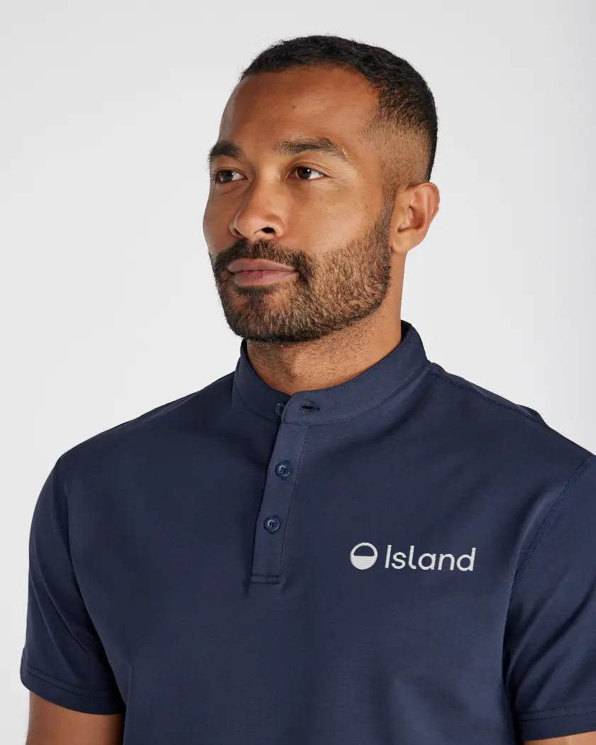 Men's BYLT Stand Collar Short Sleeve Polo - Navy