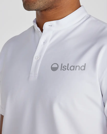 Men's BYLT Stand Collar Short Sleeve Polo - White