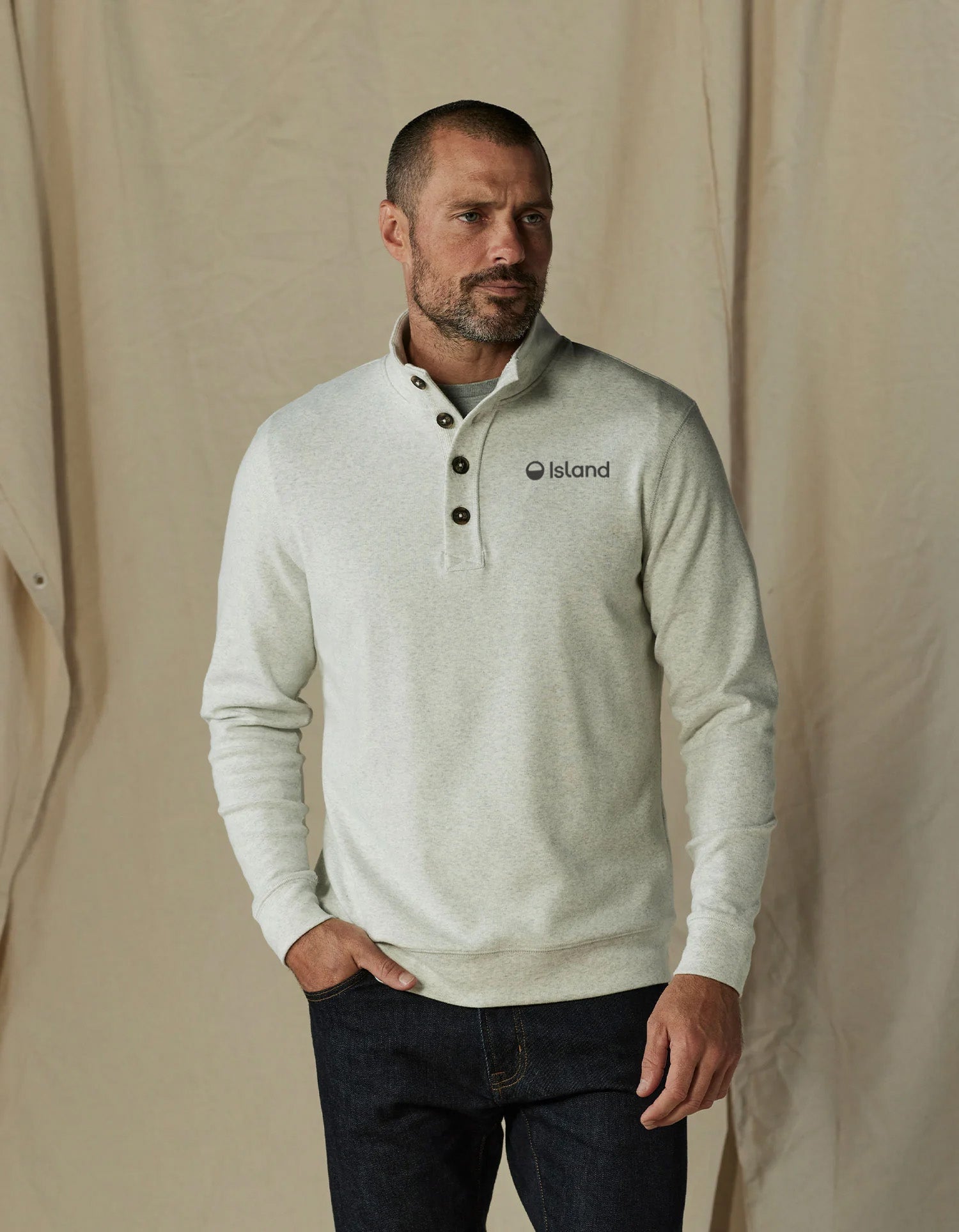 Men's The Normal Brand Puremeso Button Popover - Stone