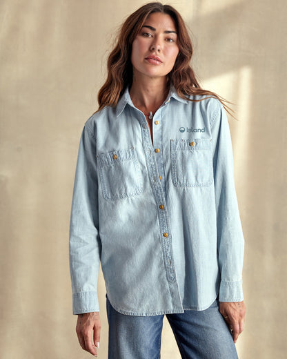 Women's Outerknown Chambray Utility Shirt - Light Wash Chambray