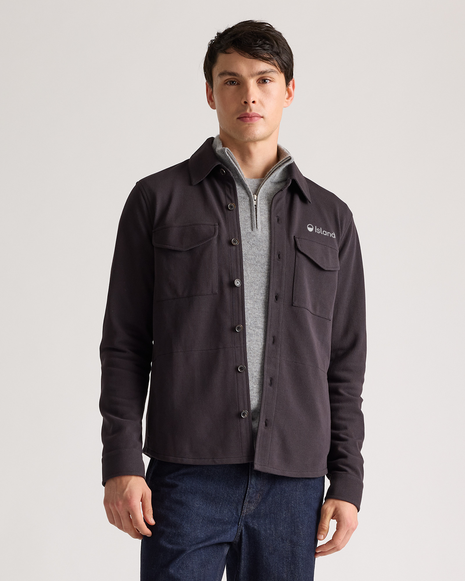 Men's Quince Cotton Pique Knit Overshirt - Black